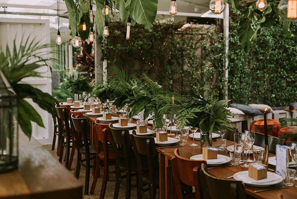 tropical indoor wedding table seating