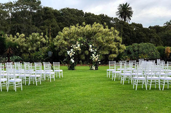 wedding ceremony on lawn