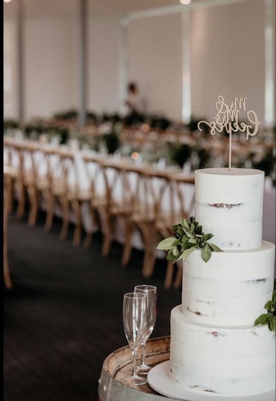Wedding cake at reception